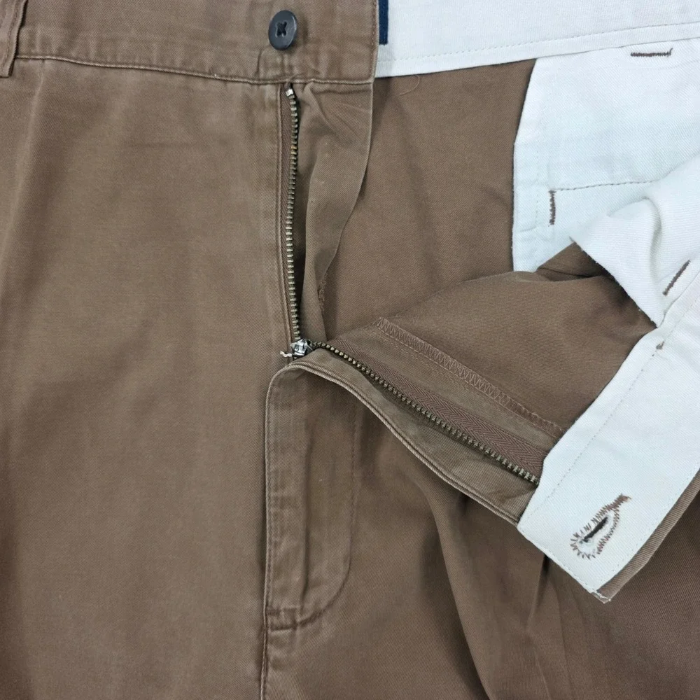Polo Ralph Lauren Hammond Pant Mens 40x32 Brown Pleated Cuffed Cotton Chinos